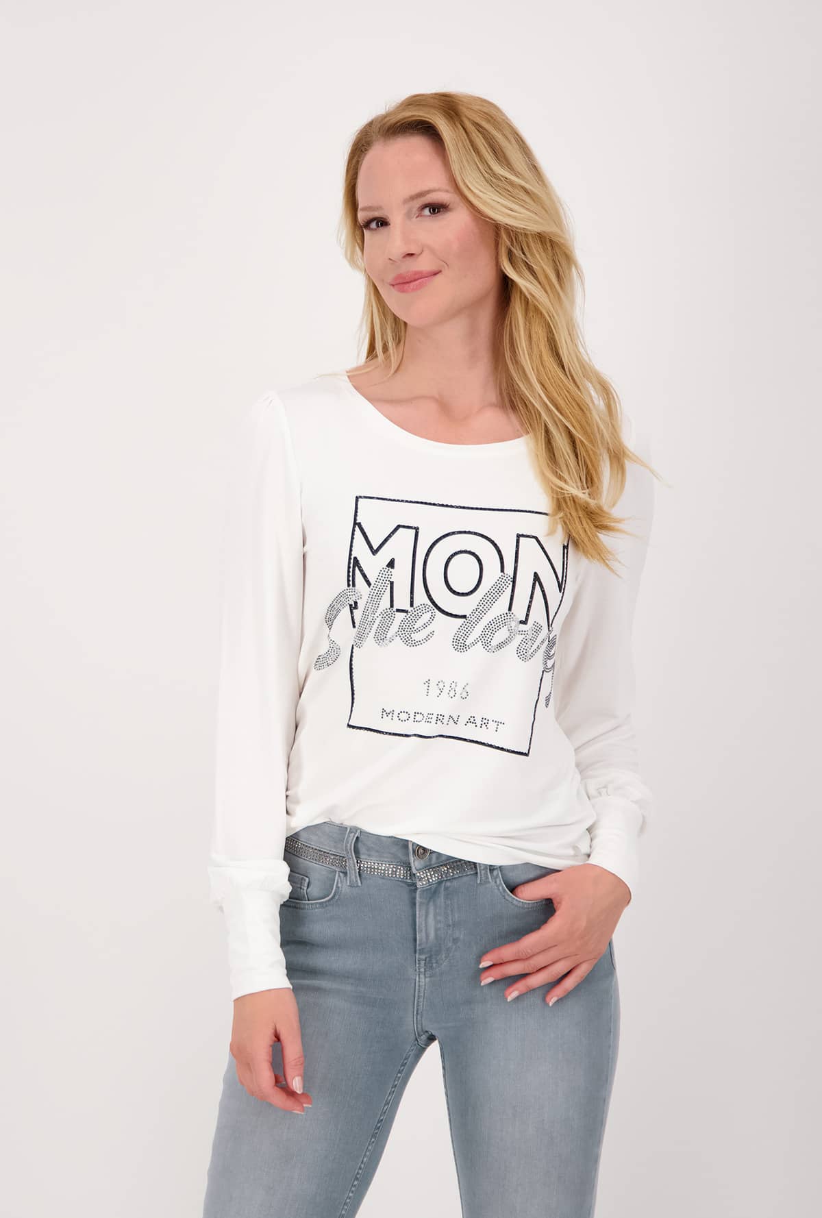 Tričko biela-potlač Monari